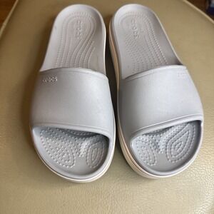 Women's Crocs Iconic Comfort Platform Light Gray Rubber Slides W 8 M 6